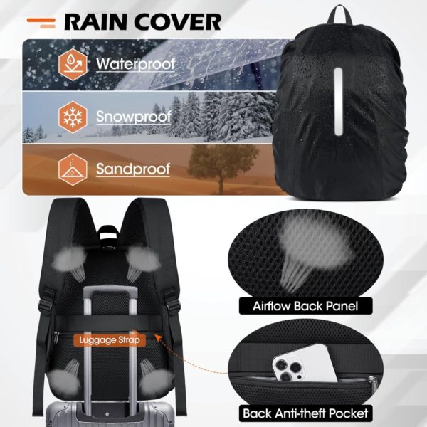 SDYSM Camera Bag Backpack Professional for DSLR SLR Mirrorless Camera Waterproof Laptop Back Pack 14 Inch with Rain Cover Anti Theft Travel Case Large Capacity Photography Backpack Black - Image 5