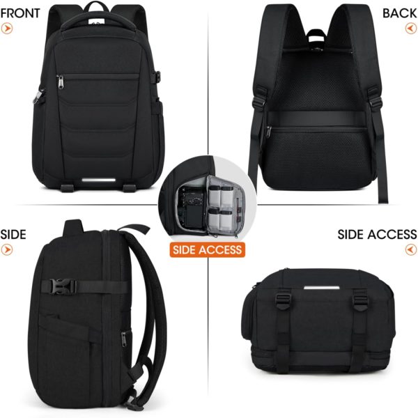 SDYSM Camera Bag Backpack Professional for DSLR SLR Mirrorless Camera Waterproof Laptop Back Pack 14 Inch with Rain Cover Anti Theft Travel Case Large Capacity Photography Backpack Black - Image 8