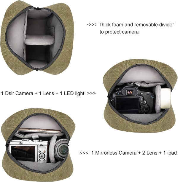 TULLIO Camera Bag Small Crossbody Camera Bag Case Purse Waterproof Canvas Shoulder Case Sling Designer for Mirrorless or DSLR SLR - Image 4