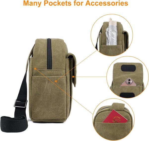 TULLIO Camera Bag Small Crossbody Camera Bag Case Purse Waterproof Canvas Shoulder Case Sling Designer for Mirrorless or DSLR SLR - Image 5
