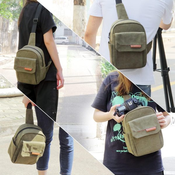 TULLIO Camera Bag Small Crossbody Camera Bag Case Purse Waterproof Canvas Shoulder Case Sling Designer for Mirrorless or DSLR SLR - Image 6